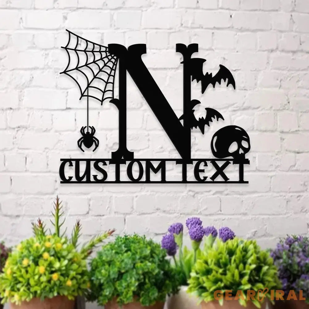 Metal Sign Monograms Halloween Name Sign Personalized Name LED Lights Halloween Sign Outdoor Door Monogram Halloween