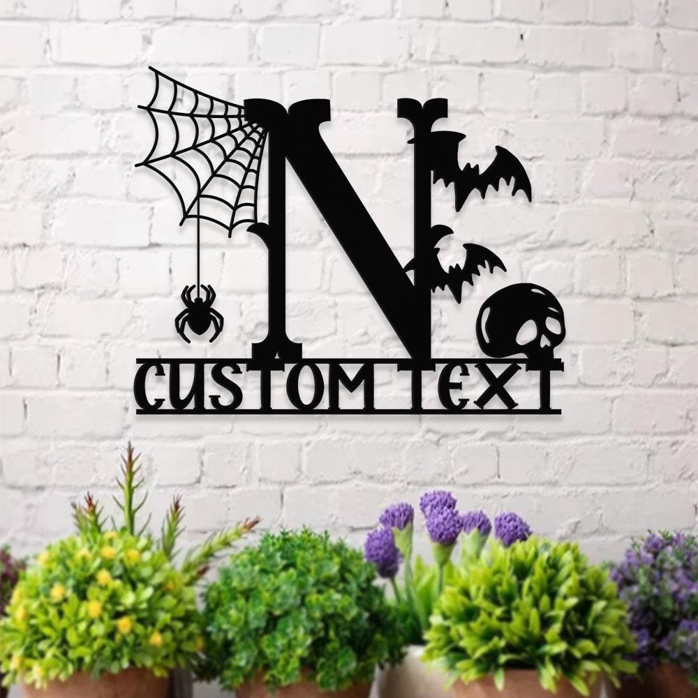 Metal Sign Monograms Halloween Name Sign, Personalized Name LED Lights, Halloween Sign, Outdoor Door Monogram, Halloween Metal sign