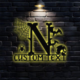 Metal Sign Monograms Halloween Name Sign, Personalized Name LED Lights, Halloween Sign, Outdoor Door Monogram, Halloween Metal sign