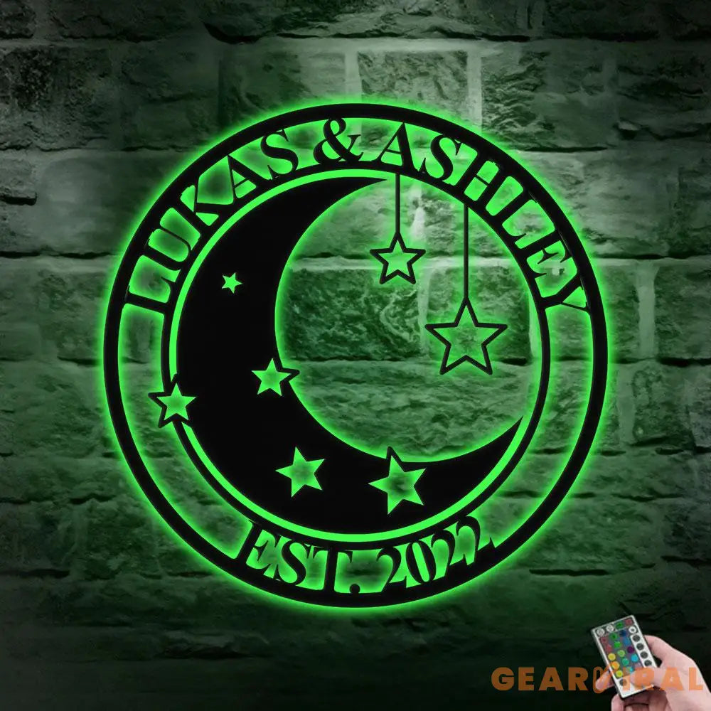 Metal Sign Moon Lovers Decorative Name Sign Personalized Split Letter Last Name Moon Decor Outdoor Door Hanger