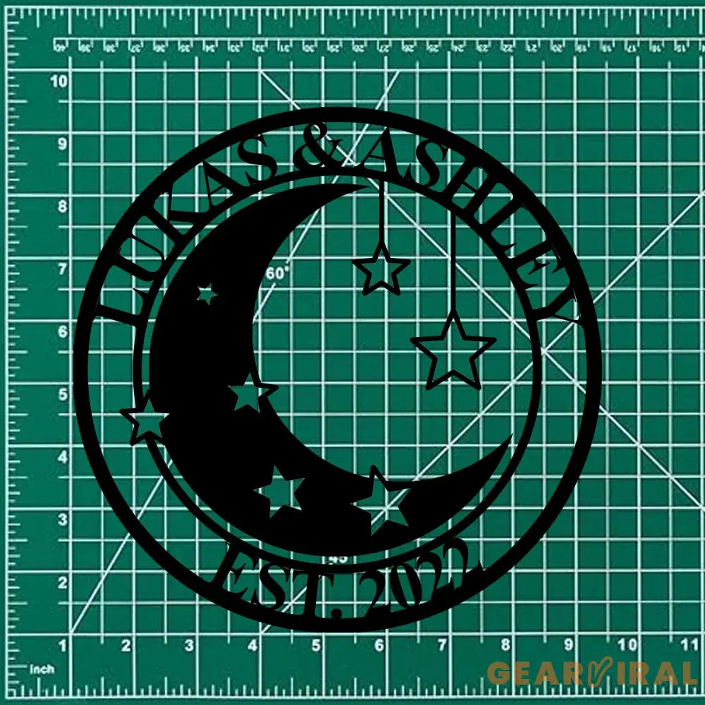 Metal Sign Moon Lovers Decorative Name Sign Personalized Split Letter Last Name Moon Decor Outdoor Door Hanger