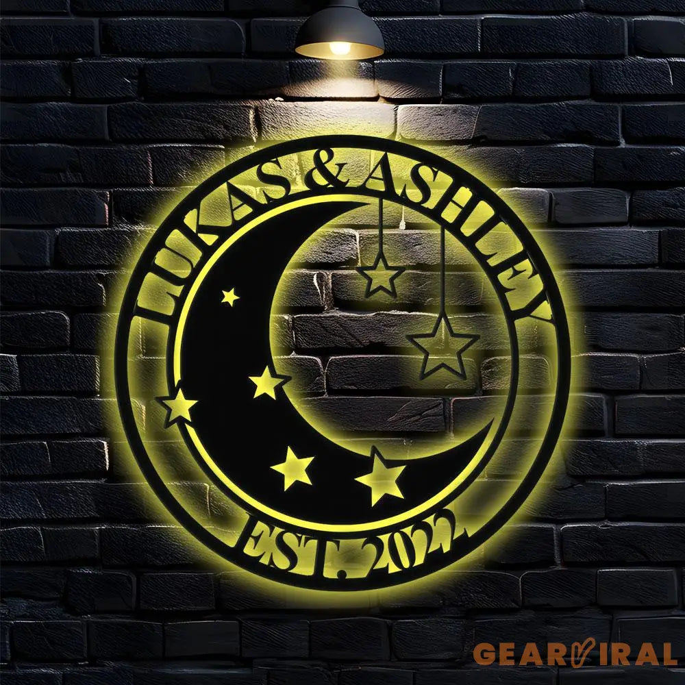 Metal Sign Moon Lovers Decorative Name Sign Personalized Split Letter Last Name Moon Decor Outdoor Door Hanger