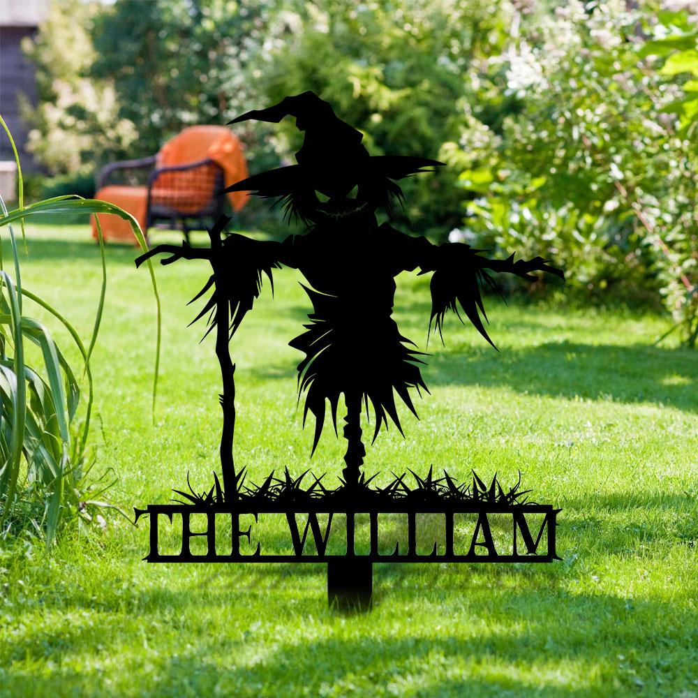 Metal Sign No Feathers Halloween, Custom Name Metal Stake,Personalized Family Yard Sign, Outdoor Door Garden Decor, Gift for Garden Lovers