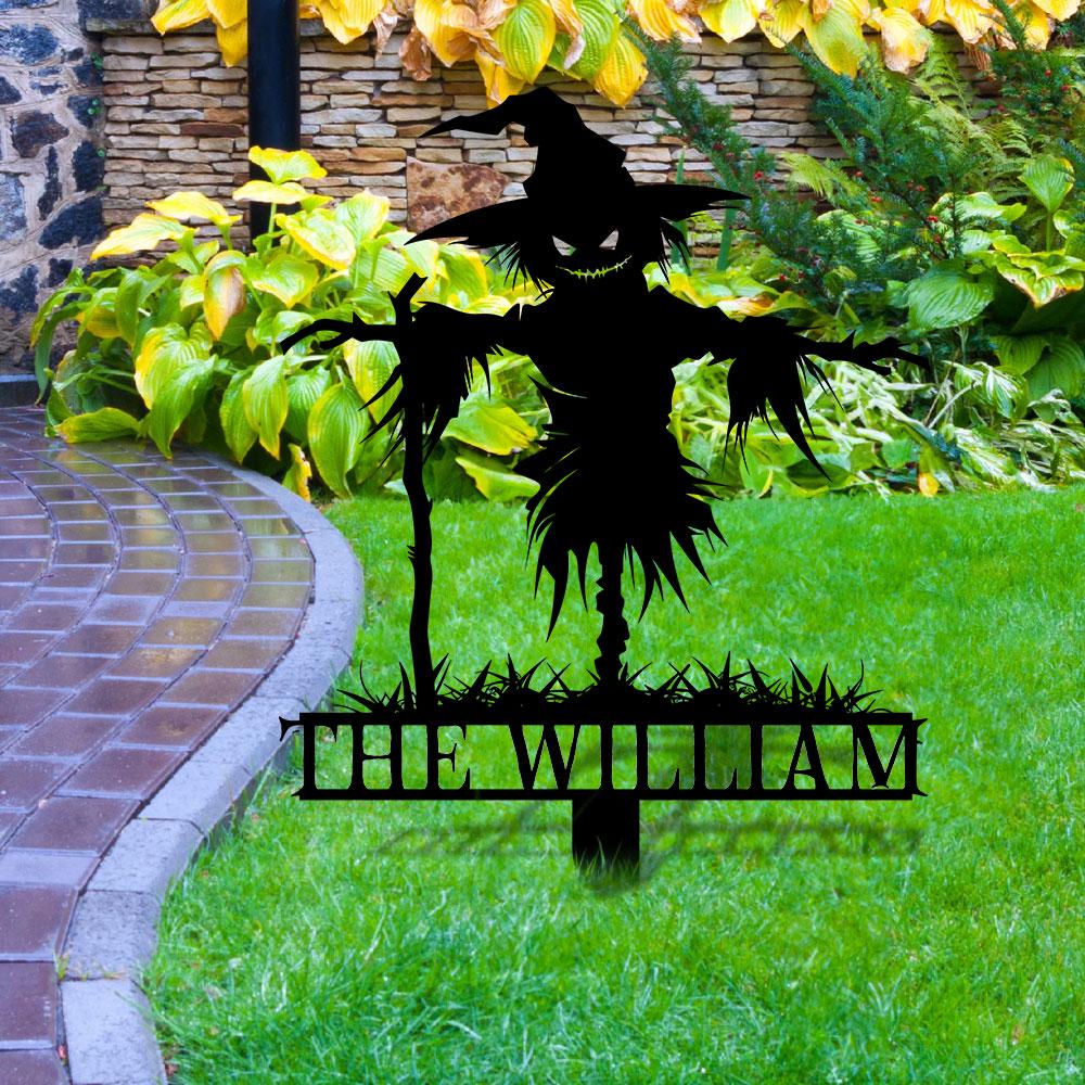 Metal Sign No Feathers Halloween, Custom Name Metal Stake,Personalized Family Yard Sign, Outdoor Door Garden Decor, Gift for Garden Lovers