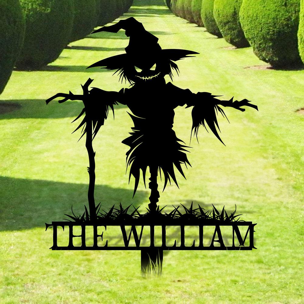 Metal Sign No Feathers Halloween, Custom Name Metal Stake,Personalized Family Yard Sign, Outdoor Door Garden Decor, Gift for Garden Lovers