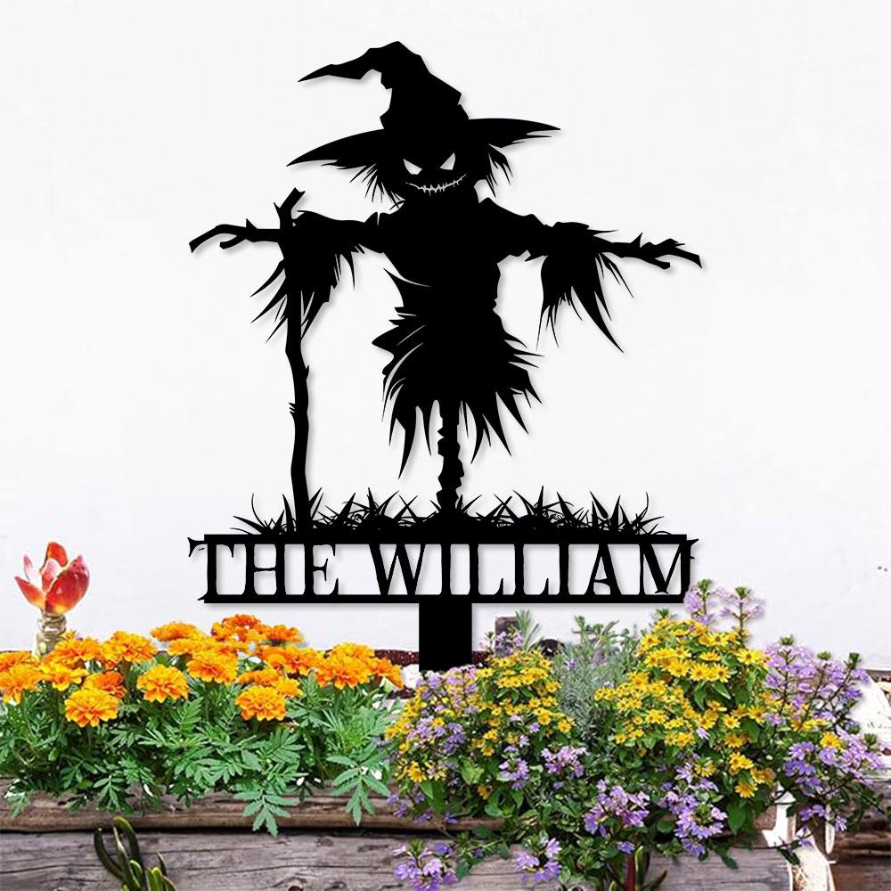 Metal Sign No Feathers Halloween, Custom Name Metal Stake,Personalized Family Yard Sign, Outdoor Door Garden Decor, Gift for Garden Lovers