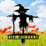 Metal Sign No Feathers Halloween Custom Name Metal Stake,Personalized Family Yard Sign Outdoor Door Garden Decor Gift