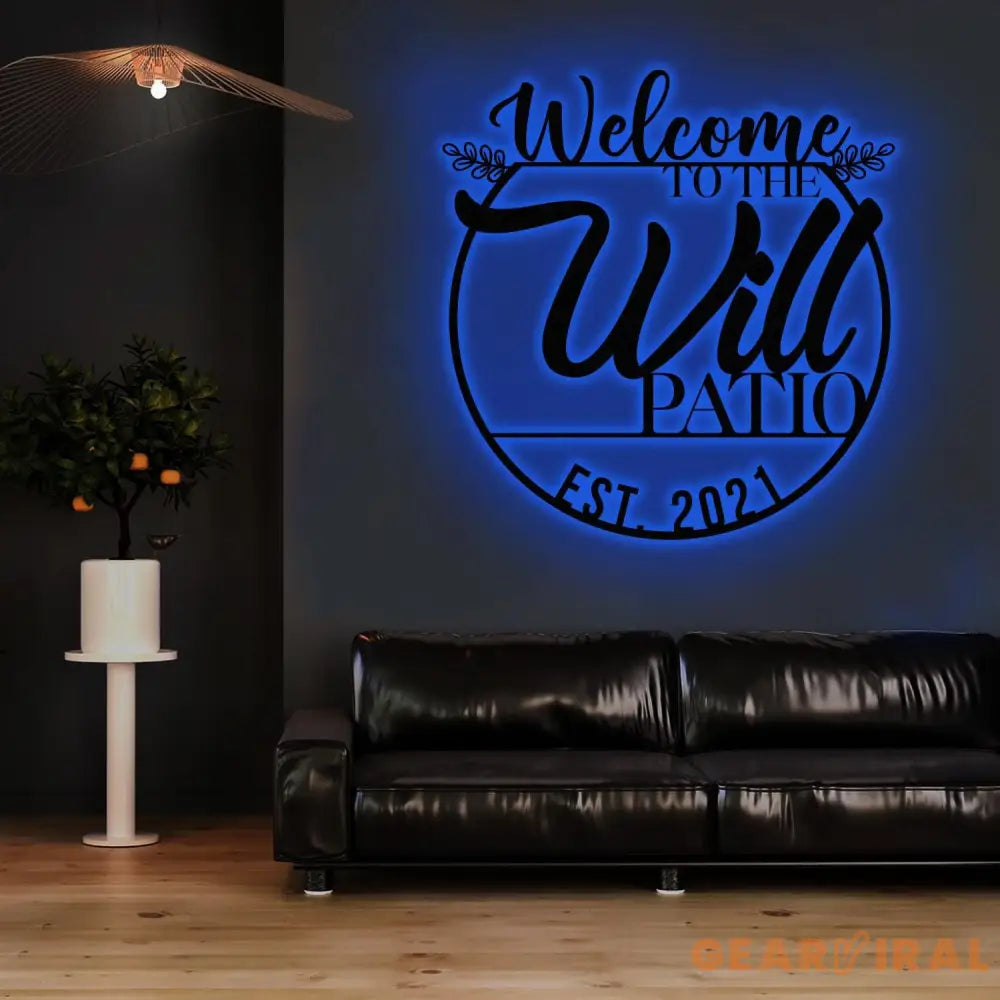 Metal Sign Patio Sign with Led Lights Welcome to Our Patio Sign Custom Family Name Housewarming Gift Wedding Gift Wall