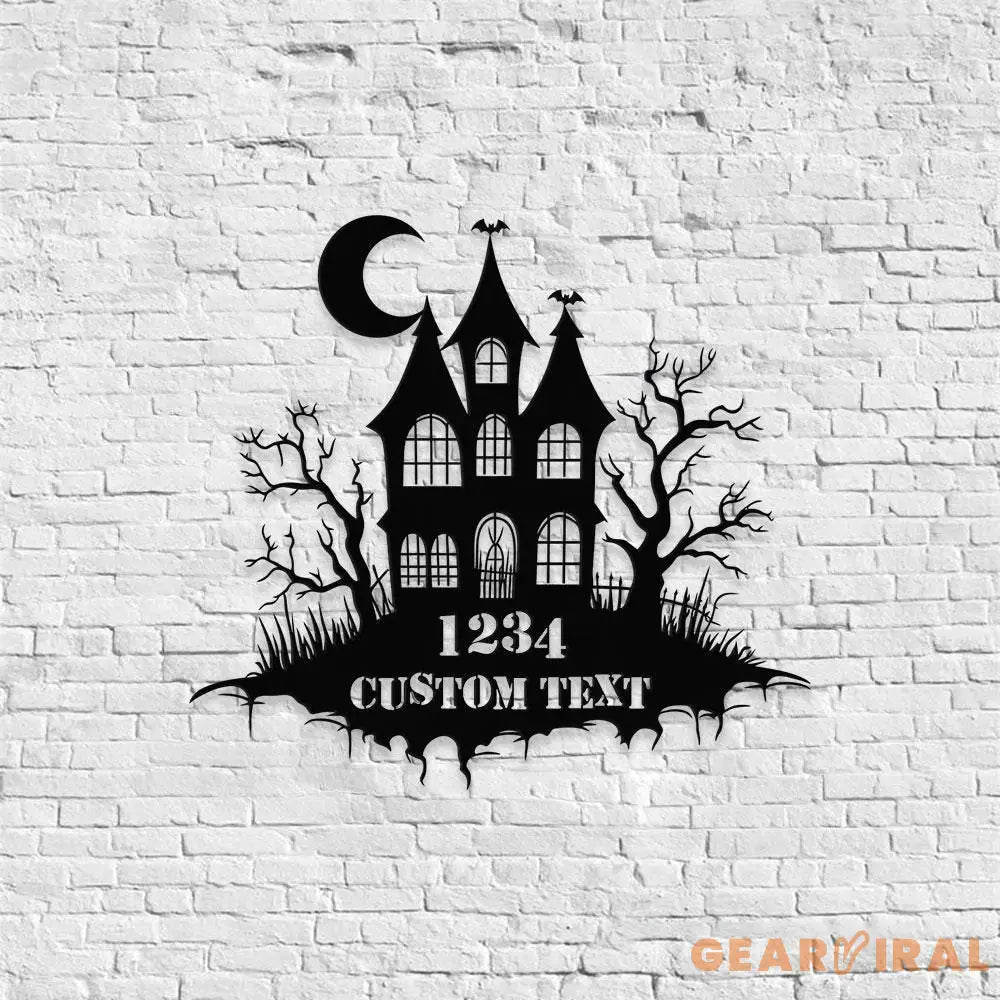 Metal Sign Scary House Halloween Name Sign Personalized Name LED Lights Halloween Sign Outdoor Door Monogram Halloween