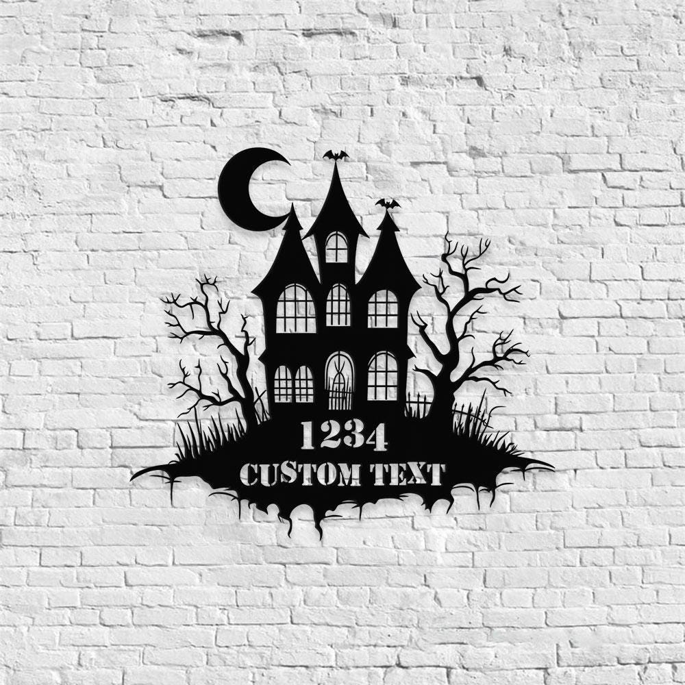 Metal Sign Scary House Halloween Name Sign, Personalized Name LED Lights, Halloween Sign, Outdoor Door Monogram, Halloween Metal sign