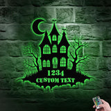 Metal Sign Scary House Halloween Name Sign, Personalized Name LED Lights, Halloween Sign, Outdoor Door Monogram, Halloween Metal sign