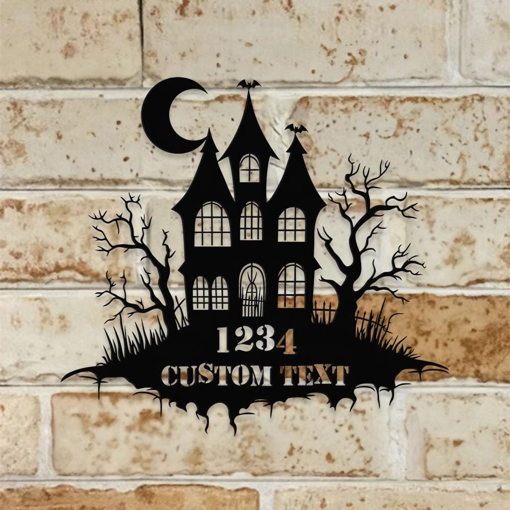 Metal Sign Scary House Halloween Name Sign, Personalized Name LED Lights, Halloween Sign, Outdoor Door Monogram, Halloween Metal sign