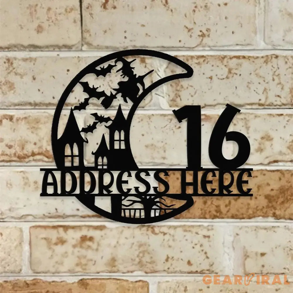 Metal Sign Scary Moon Halloween Name Sign Personalized Name LED Lights Halloween Sign Outdoor Door Monogram Halloween