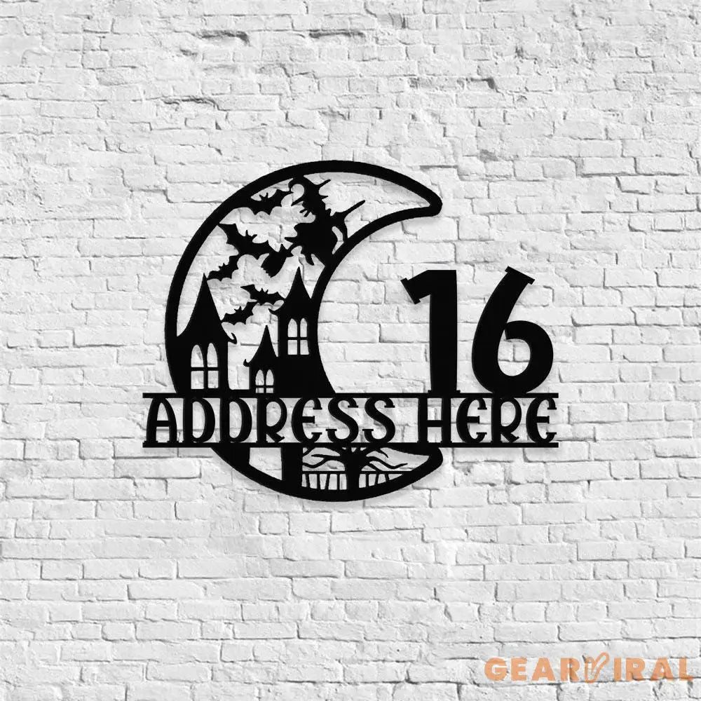 Metal Sign Scary Moon Halloween Name Sign Personalized Name LED Lights Halloween Sign Outdoor Door Monogram Halloween