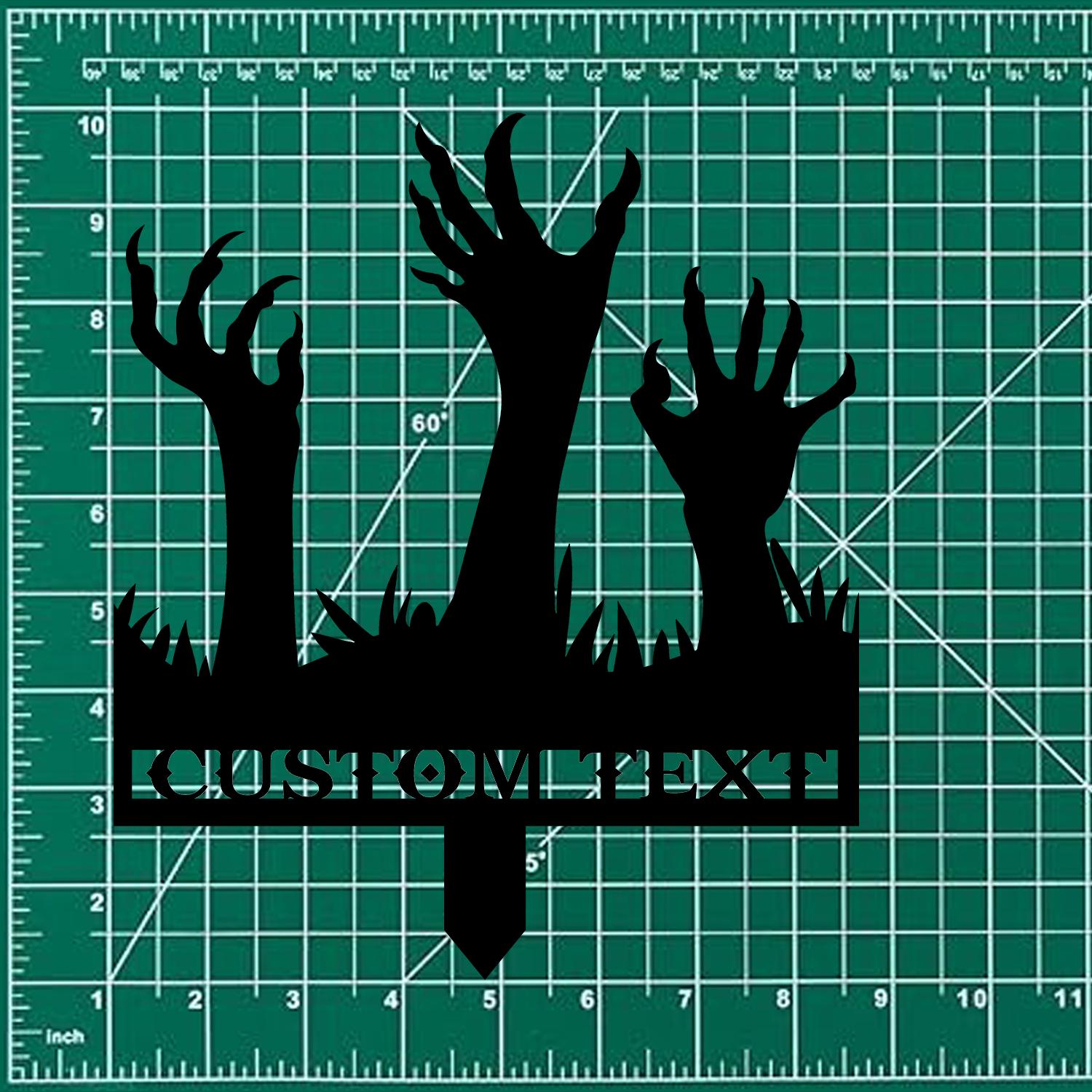 Metal Sign Scary Zombie Arms Halloween Name Metal Stake,Personalized Family Name Yard Sign, Outdoor Door Garden Decor