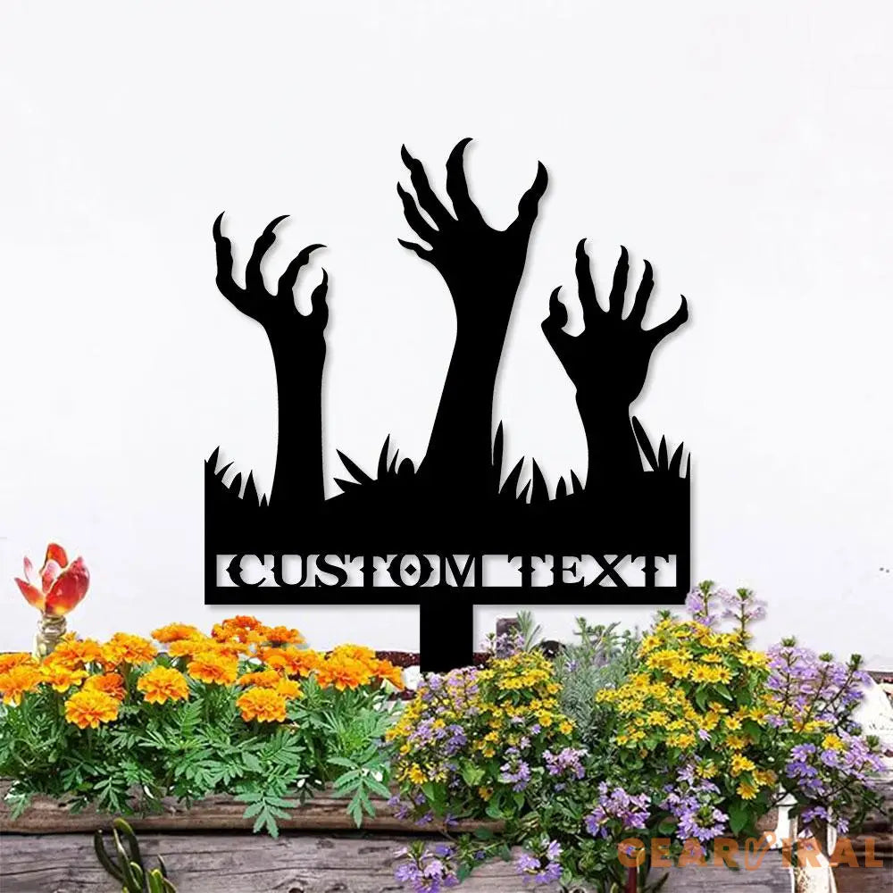 Metal Sign Scary Zombie Arms Halloween Name Metal Stake,Personalized Family Name Yard Sign Outdoor Door Garden Decor