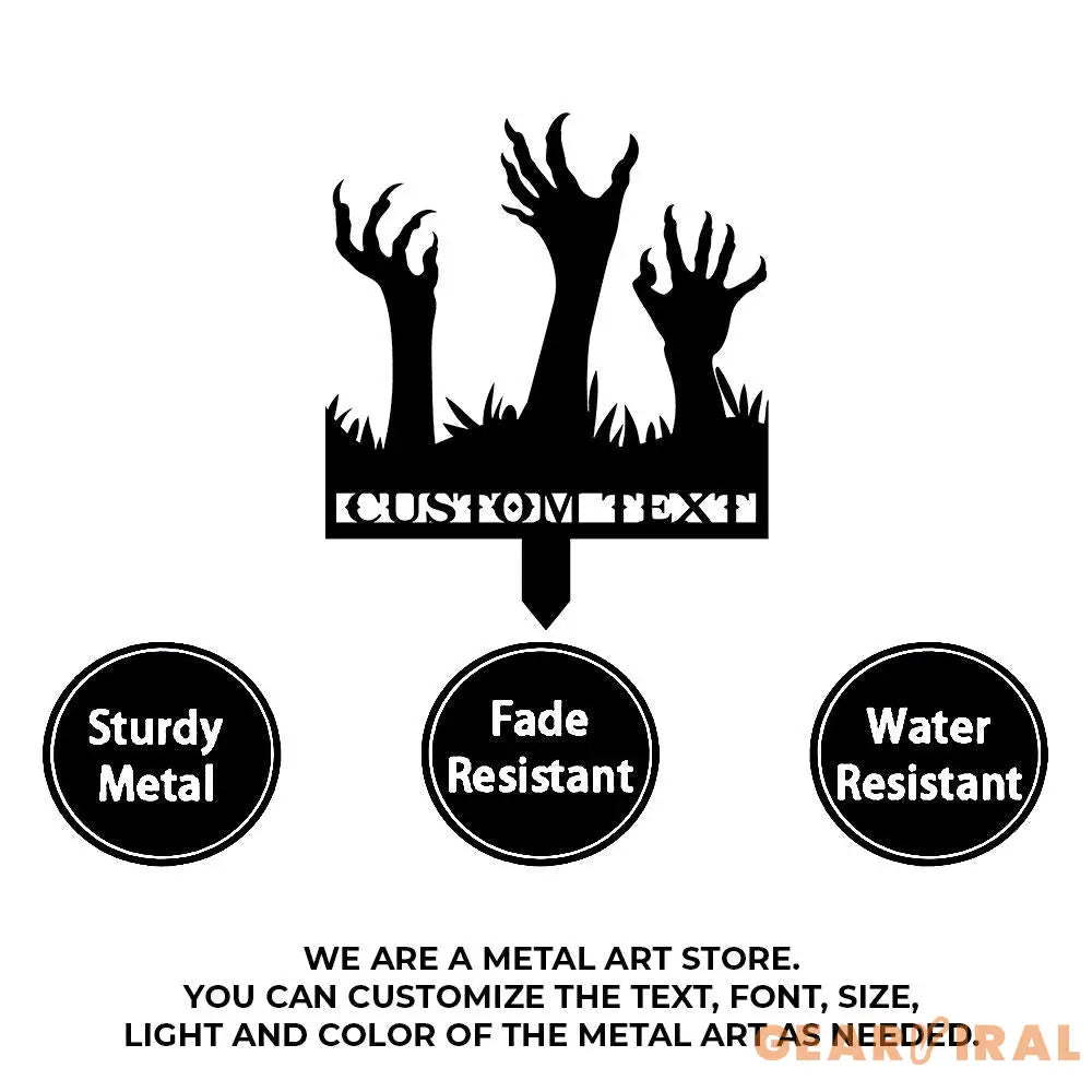 Metal Sign Scary Zombie Arms Halloween Name Metal Stake,Personalized Family Name Yard Sign Outdoor Door Garden Decor