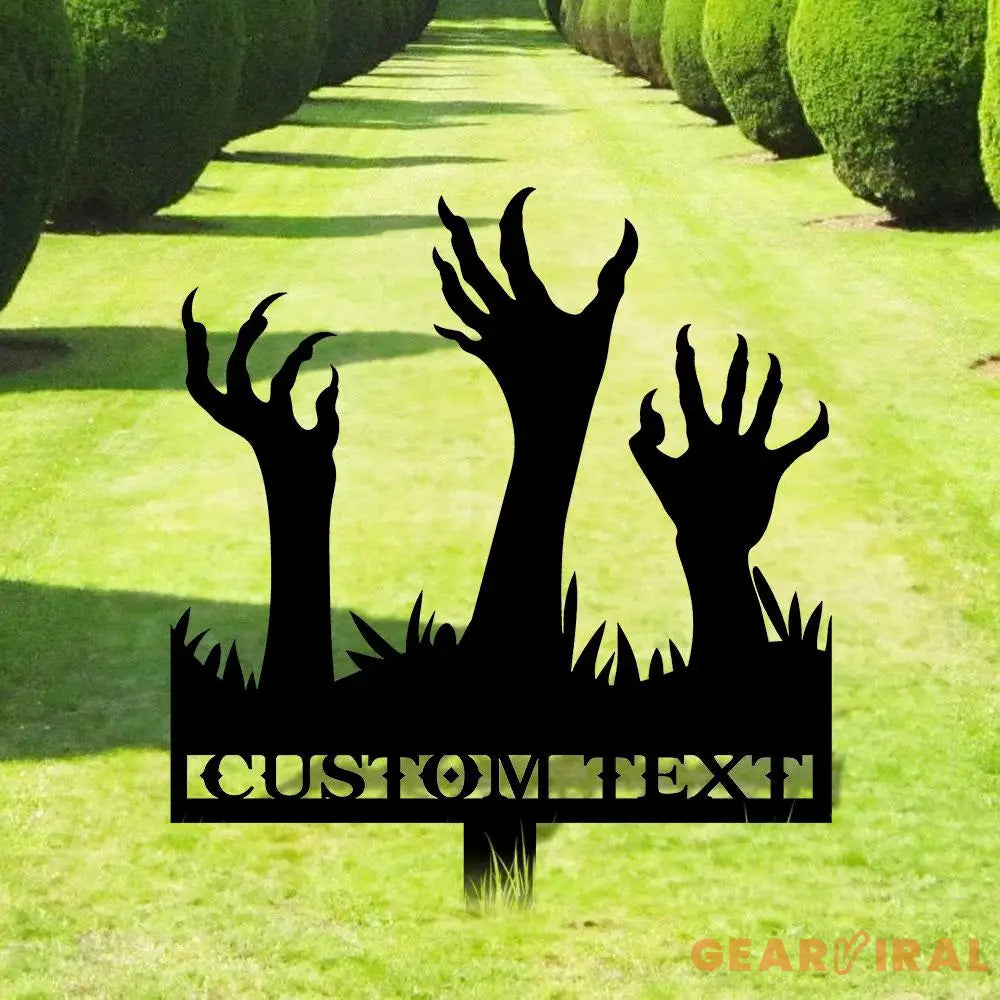 Metal Sign Scary Zombie Arms Halloween Name Metal Stake,Personalized Family Name Yard Sign Outdoor Door Garden Decor