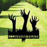 Metal Sign Scary Zombie Arms Halloween Name Metal Stake,Personalized Family Name Yard Sign Outdoor Door Garden Decor