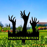 Metal Sign Scary Zombie Arms Halloween Name Metal Stake,Personalized Family Name Yard Sign Outdoor Door Garden Decor