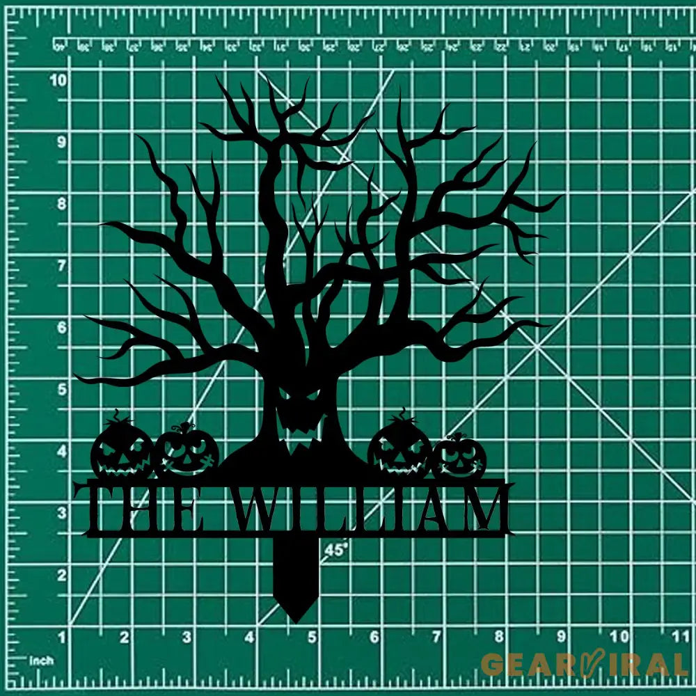 Metal Sign Scary Zombie Tree Halloween Name Metal Stake,Personalized Family Name Yard Sign Outdoor Door Garden Decor