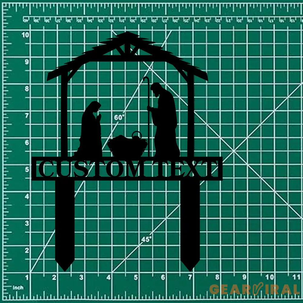 Metal Sign Silhouette Nativity Yard Stake Personalized Family Name Yard Sign Garden Decor Gift for Christian Jesus
