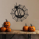 Metal Sign Spider Web Halloween Name Sign, Personalized Name LED Lights, Halloween Sign, Outdoor Door Monogram, Halloween Metal sign