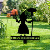 Metal Sign Witch Halloween Name Metal Stake, Personalized Family Name Yard Sign, Outdoor Door Garden Decor, Garden Art, Garden Lovers