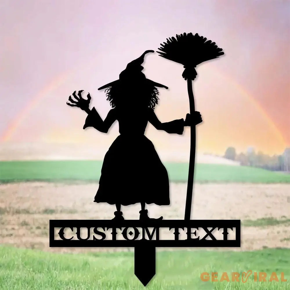 Metal Sign Witch Halloween Name Metal Stake Personalized Family Name Yard Sign Outdoor Door Garden Decor Garden Art