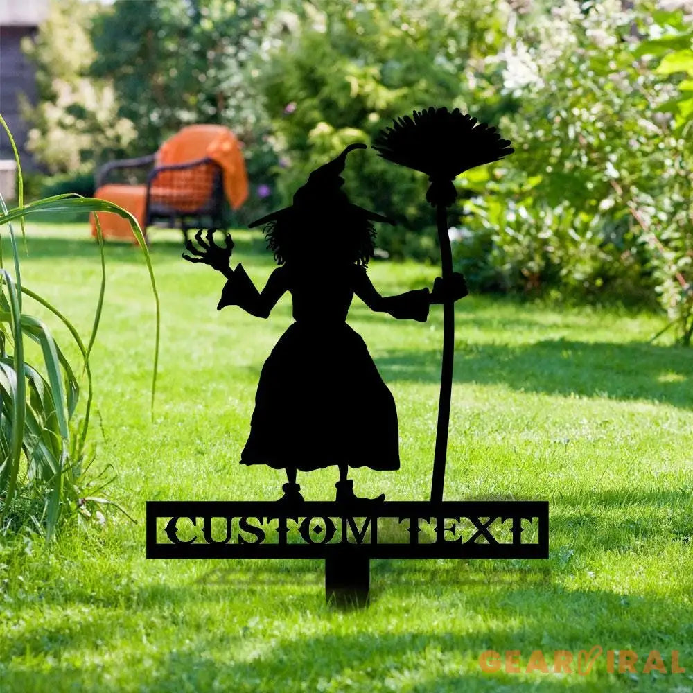Metal Sign Witch Halloween Name Metal Stake Personalized Family Name Yard Sign Outdoor Door Garden Decor Garden Art