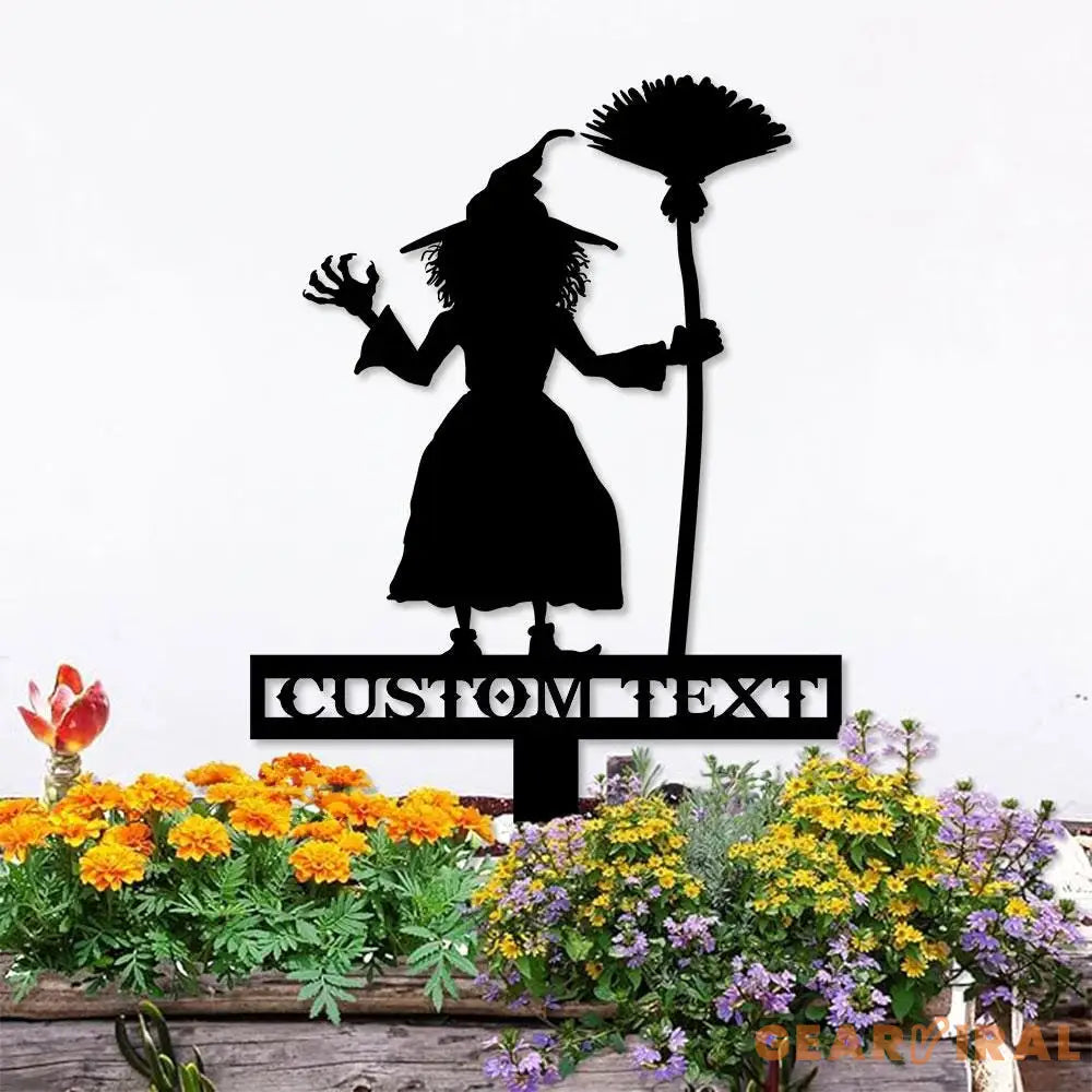 Metal Sign Witch Halloween Name Metal Stake Personalized Family Name Yard Sign Outdoor Door Garden Decor Garden Art