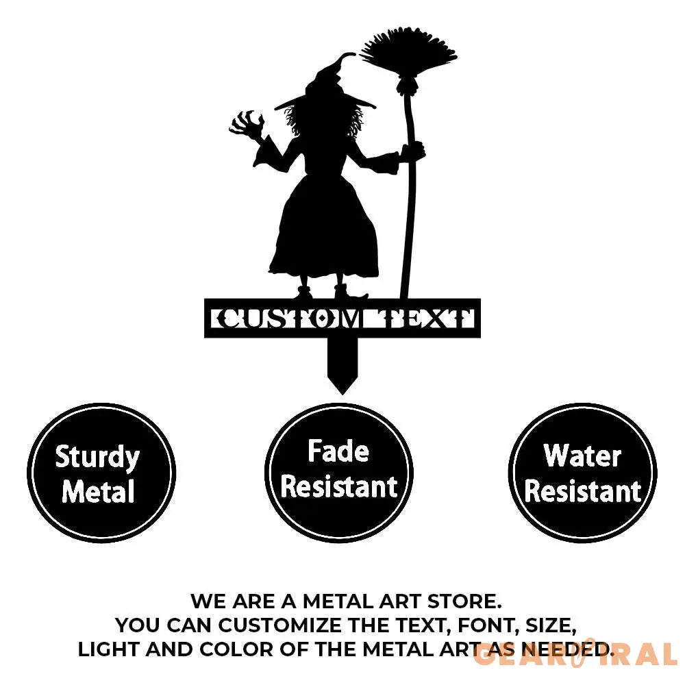 Metal Sign Witch Halloween Name Metal Stake Personalized Family Name Yard Sign Outdoor Door Garden Decor Garden Art