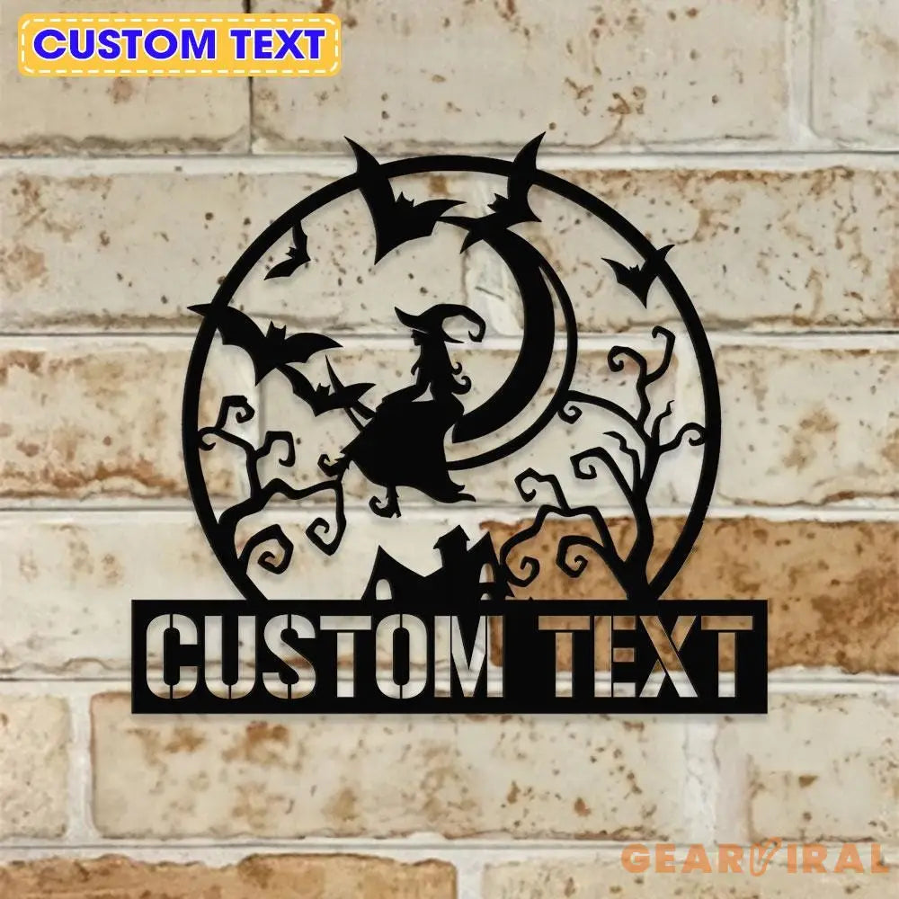 Metal Sign Witches Halloween Name Sign Personalized Name LED Lights Halloween Sign Outdoor Door Monogram Halloween