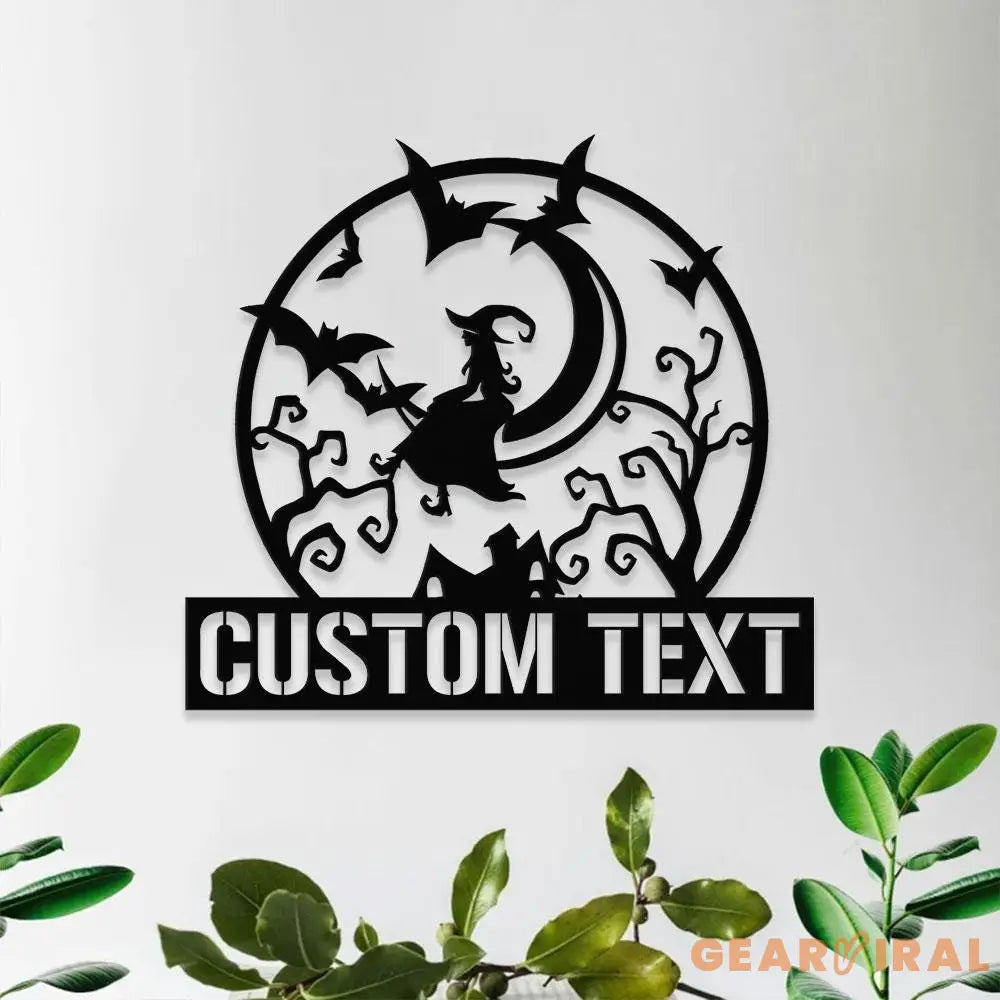 Metal Sign Witches Halloween Name Sign Personalized Name LED Lights Halloween Sign Outdoor Door Monogram Halloween
