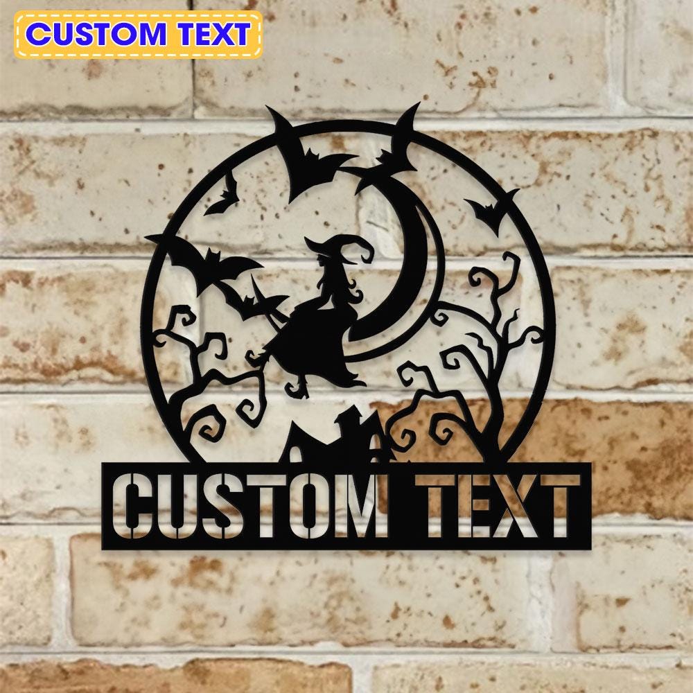 Metal Sign Witches Halloween Name Sign, Personalized Name LED Lights, Halloween Sign, Outdoor Door Monogram, Halloween Metal sign
