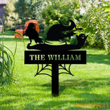 Metal Sign Witches Hat Halloween Name Sign Personalized Name LED Lights Halloween Sign Outdoor Door Monogram Halloween