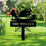 Metal Sign Witches Hat Halloween Name Sign, Personalized Name LED Lights, Halloween Sign, Outdoor Door Monogram, Halloween Metal sign