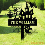 Metal Sign Witches House Halloween Name Sign Personalized Name LED Lights Halloween Sign Outdoor Door Monogram