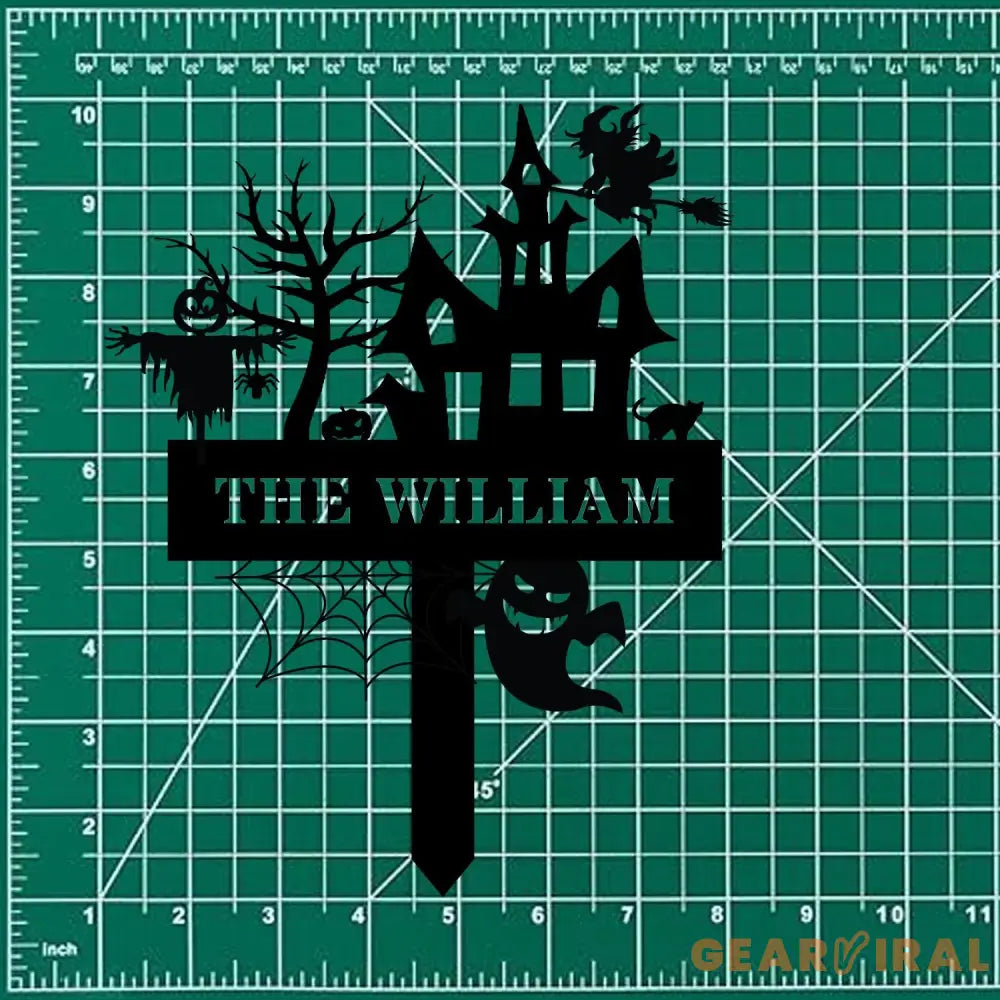 Metal Sign Witches House Halloween Name Sign Personalized Name LED Lights Halloween Sign Outdoor Door Monogram