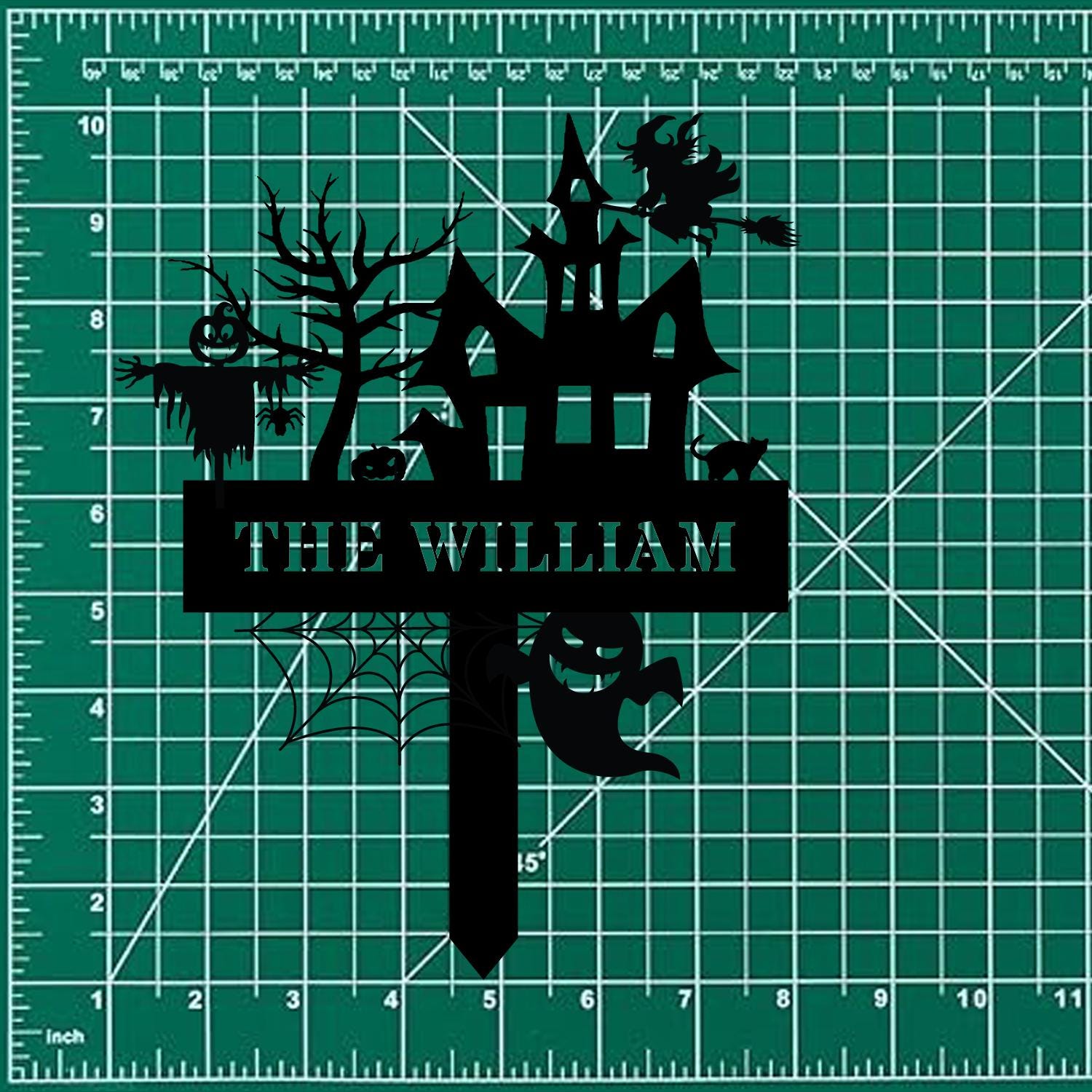 Metal Sign Witches House Halloween Name Sign, Personalized Name LED Lights, Halloween Sign, Outdoor Door Monogram, Halloween Metal sign