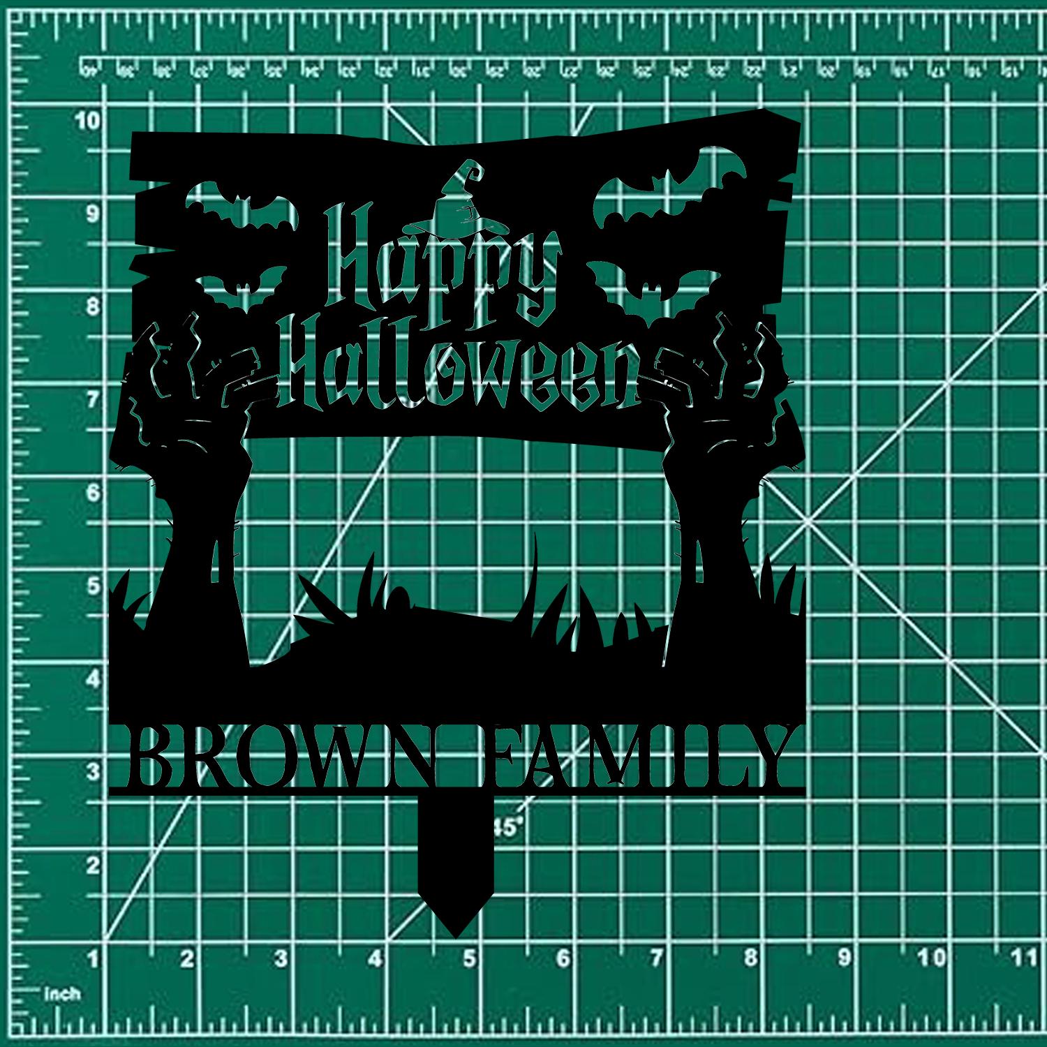 Metal Sign Zombie Hand Halloween, Custom Name Metal Stake,Personalized Family Yard Sign, Outdoor Door Garden Decor, Gift for Garden Lovers
