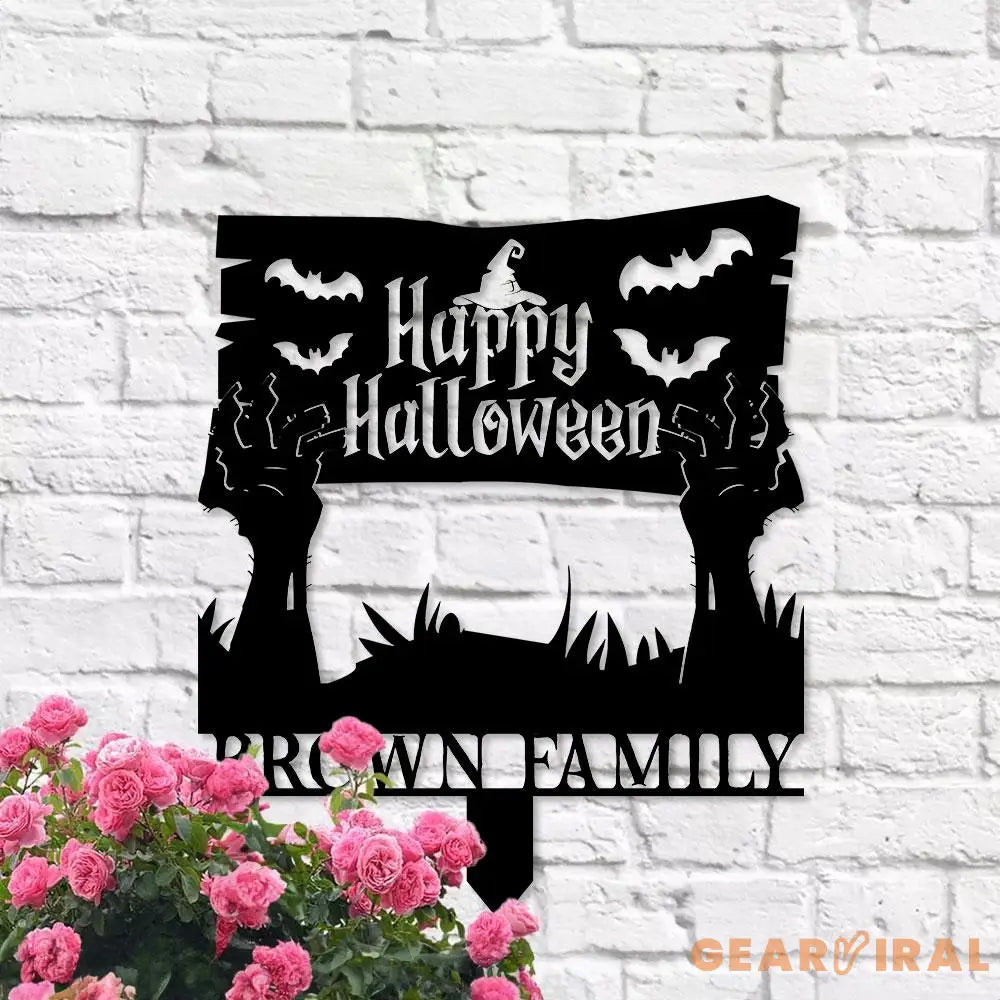 Metal Sign Zombie Hand Halloween Custom Name Metal Stake,Personalized Family Yard Sign Outdoor Door Garden Decor Gift