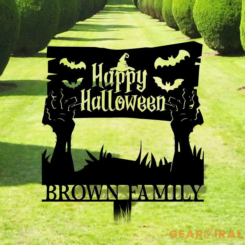 Metal Sign Zombie Hand Halloween Custom Name Metal Stake,Personalized Family Yard Sign Outdoor Door Garden Decor Gift