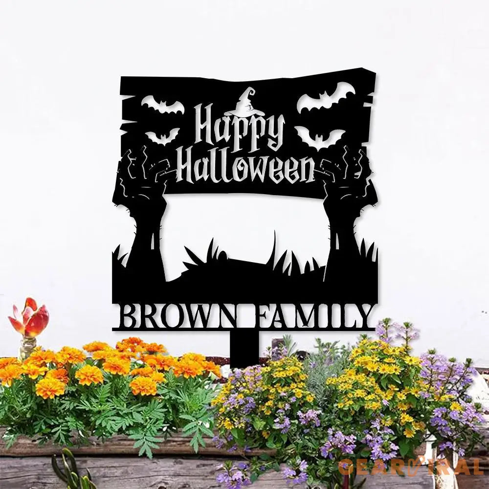 Metal Sign Zombie Hand Halloween Custom Name Metal Stake,Personalized Family Yard Sign Outdoor Door Garden Decor Gift