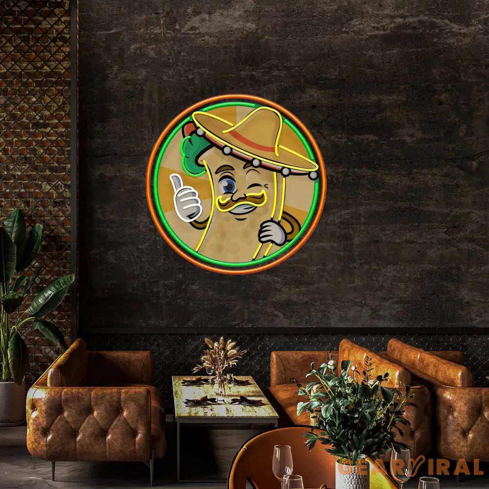 Mexican Burrito Thumbs Up Artwork Led Neon Sign Light