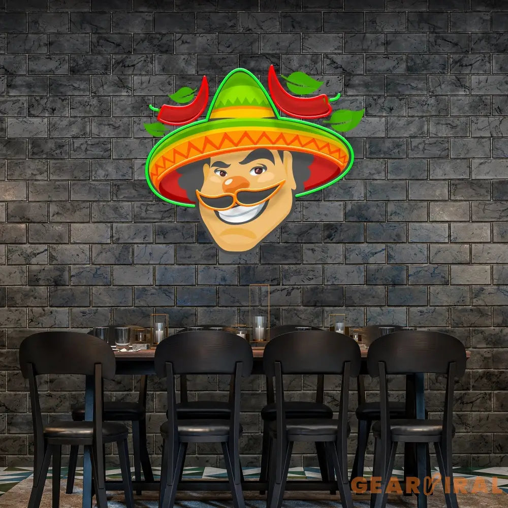 Mexican Man Logo Royalty Artwork Led Neon Sign Light