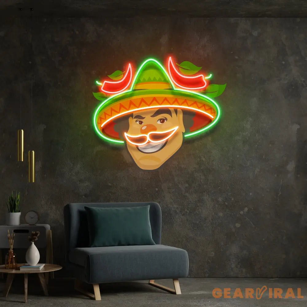Mexican Man Logo Royalty Artwork Led Neon Sign Light