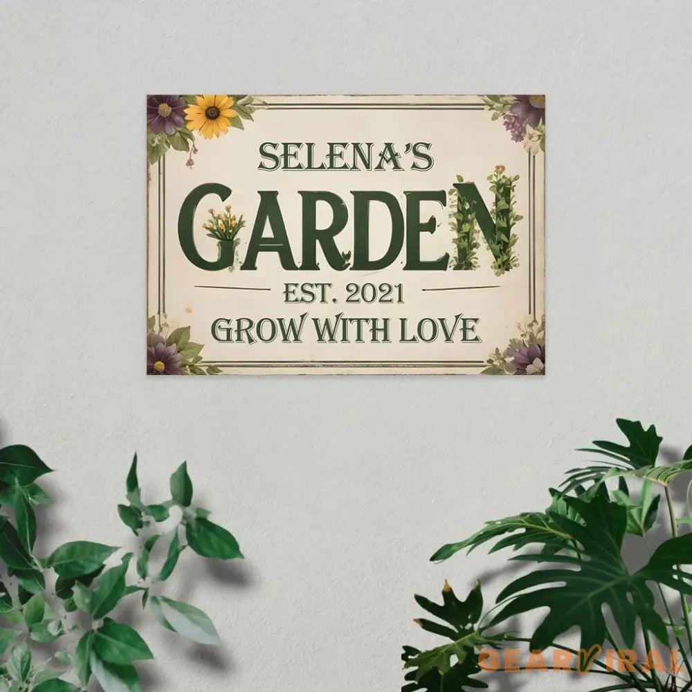 Mine Garden Metal Sign - Personalize Garden Metal Sign - Garden Yard Decor - Personalized Name Garden Stake Metal Yard