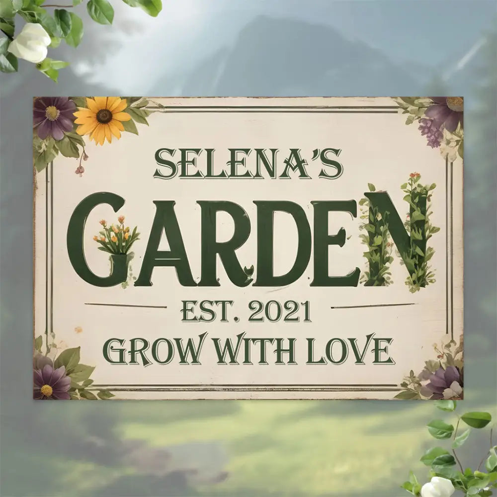 Mine Garden Metal Sign - Personalize Garden Metal Sign - Garden Yard Decor - Personalized Name Garden Stake Metal Yard