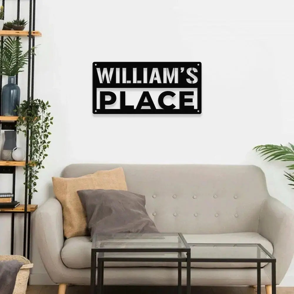 Mine Place Custom Name Metal Sign Room Name Sign Personalized Split Letter Last Name Room Wall Sign Room Metal Sign